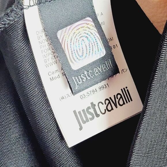 Just Cavalli Black Square Neck Bodycon Dress Animal Print Neckline Size S NWT - Picture 9 of 14